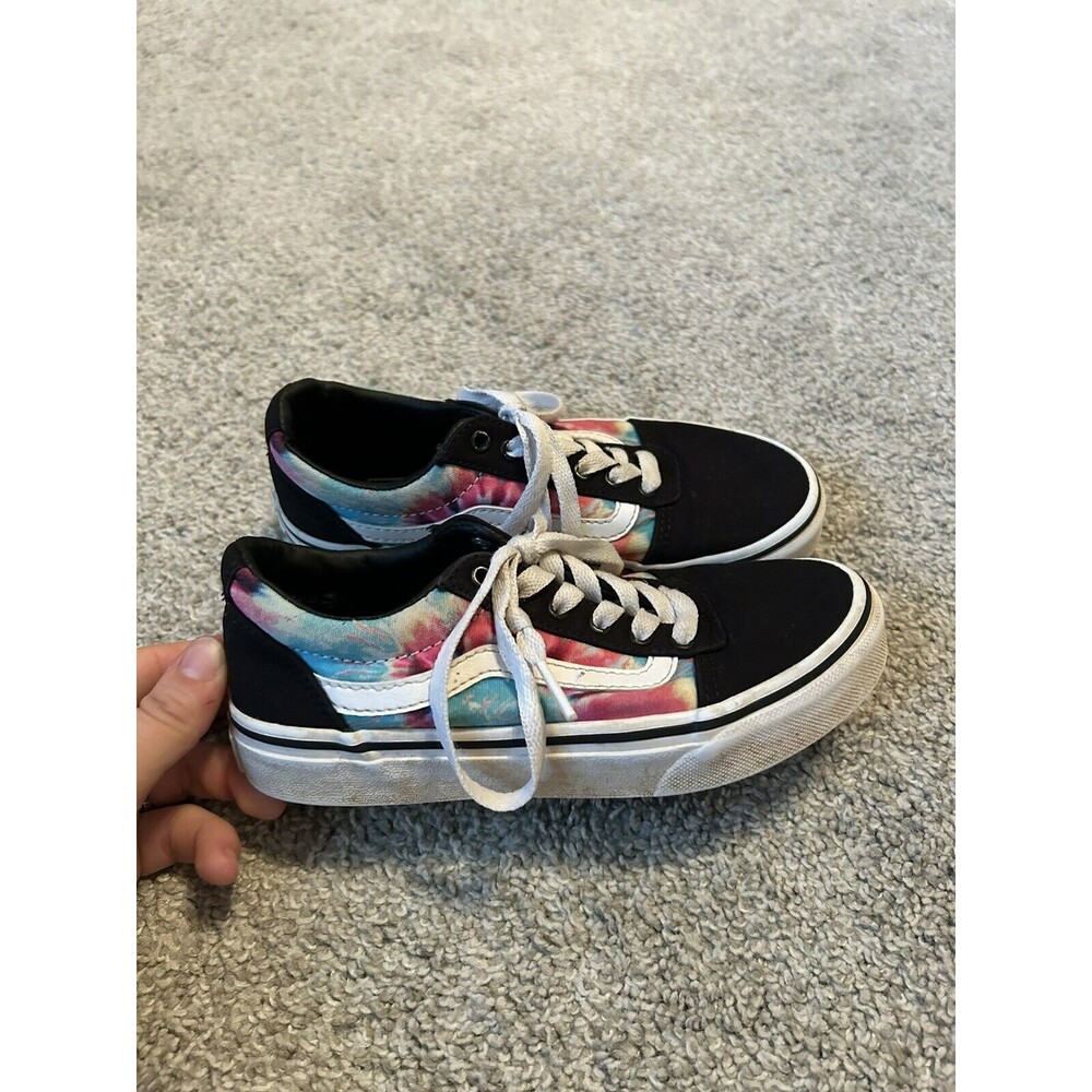 Girls VANS Old Skool Ward Blue Pink Tie Dye Skate Shoes Sneakers 1 Youth/13.5 UK